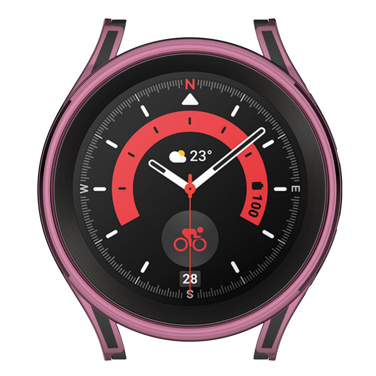 Samsung Galaxy Watch 5 Pro Plastik Cover med Hærdet Glas - Pink#serie_2
