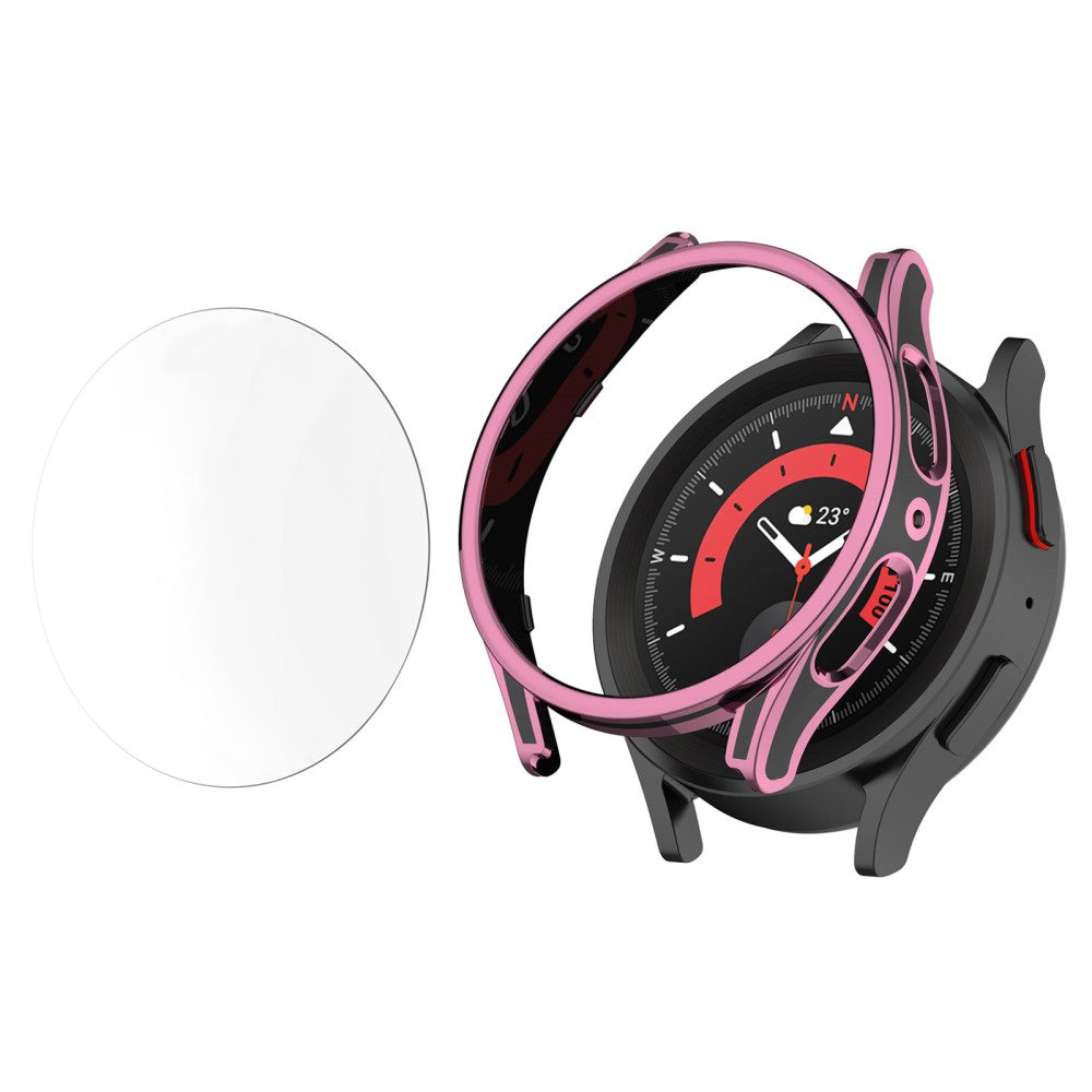 Samsung Galaxy Watch 5 Pro Plastik Cover med Hærdet Glas - Pink#serie_2