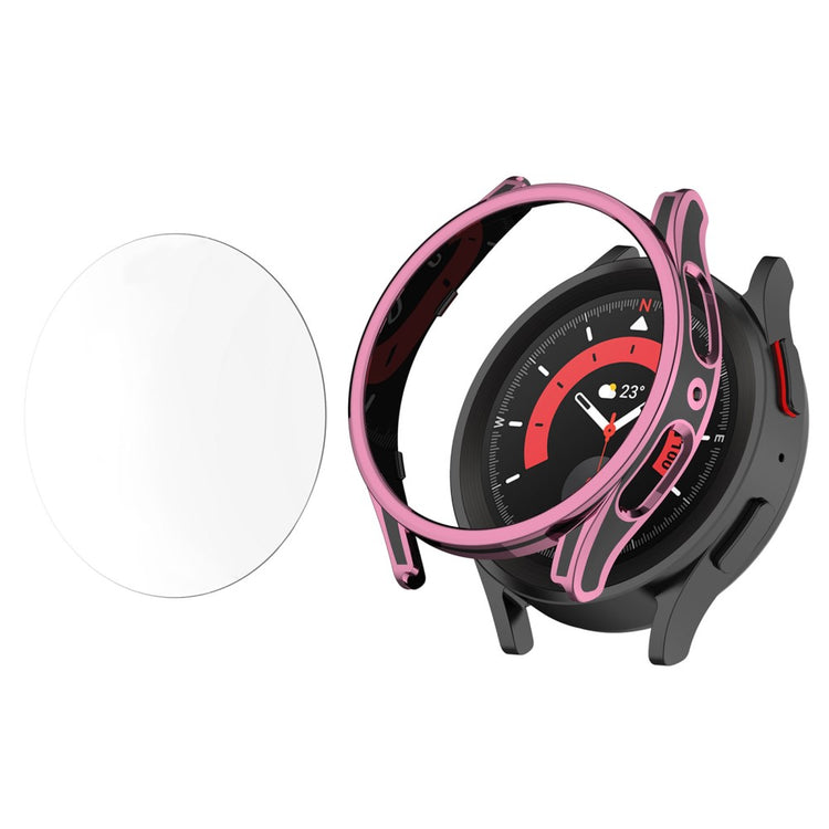 Samsung Galaxy Watch 5 Pro Plastik Cover med Hærdet Glas - Pink#serie_2