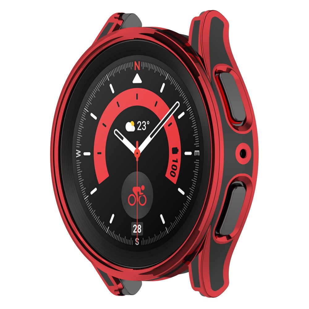 Samsung Galaxy Watch 5 Pro Plastik Cover med Hærdet Glas - Rød#serie_3