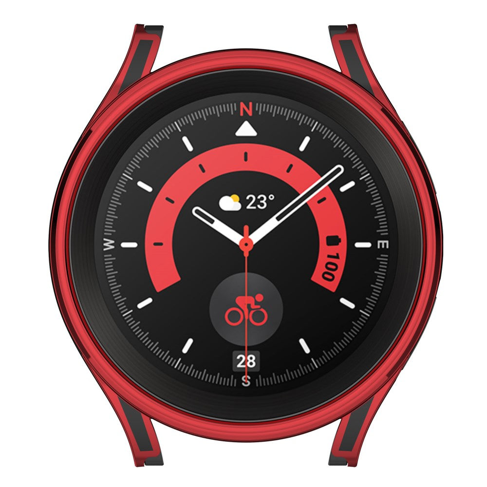 Samsung Galaxy Watch 5 Pro Plastik Cover med Hærdet Glas - Rød#serie_3
