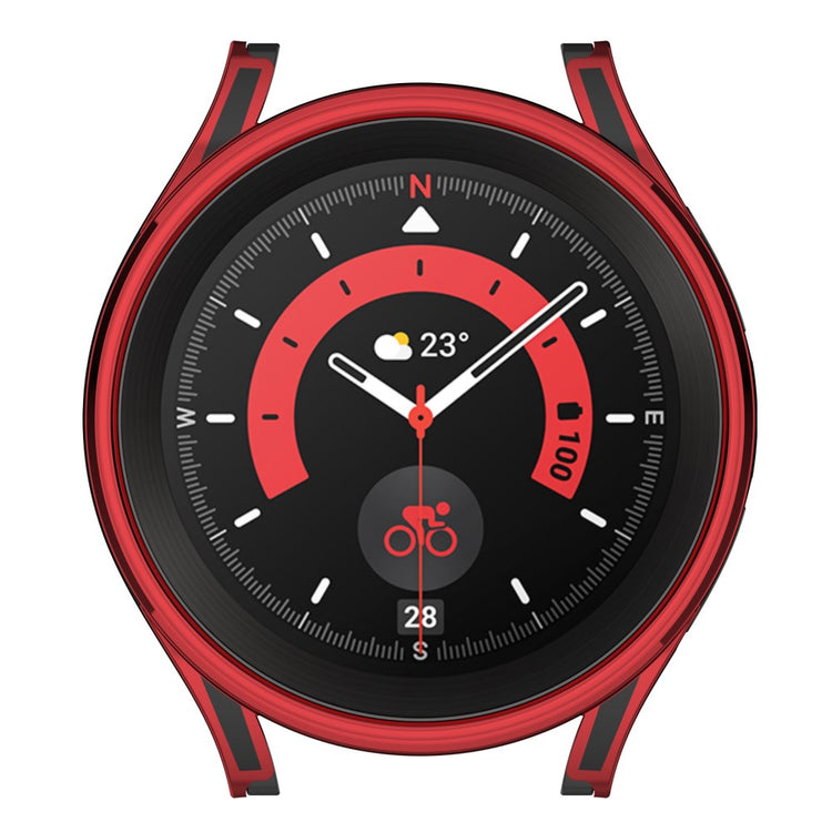 Samsung Galaxy Watch 5 Pro Plastik Cover med Hærdet Glas - Rød#serie_3