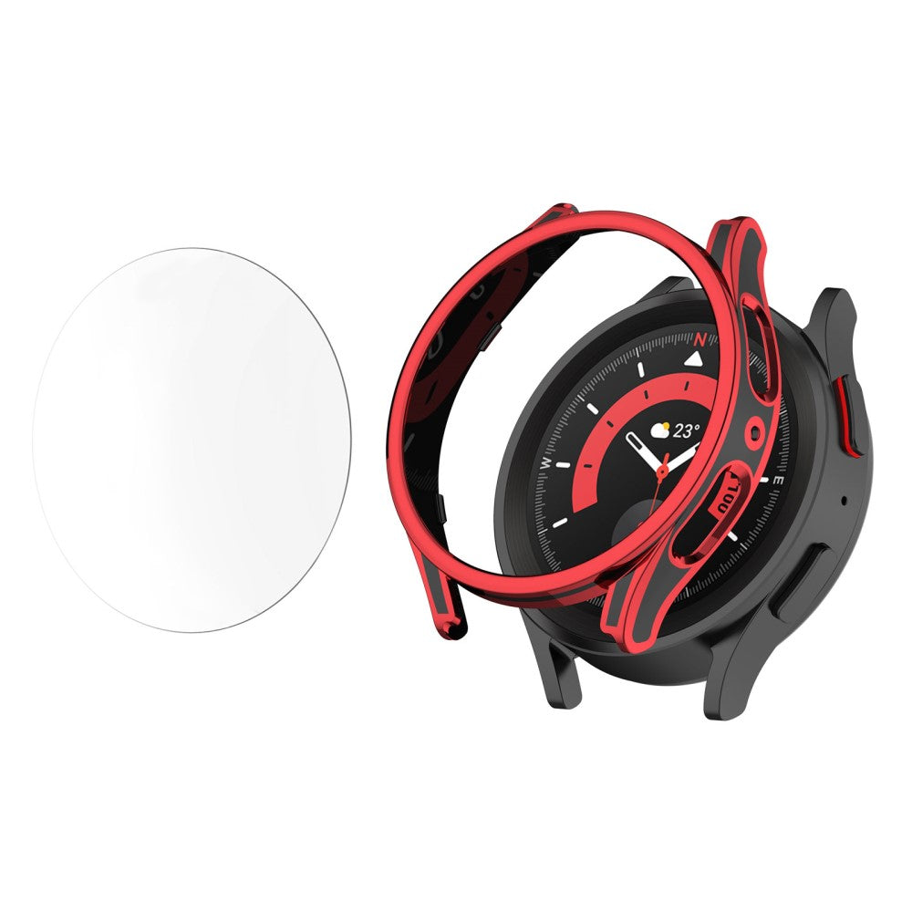 Samsung Galaxy Watch 5 Pro Plastik Cover med Hærdet Glas - Rød#serie_3