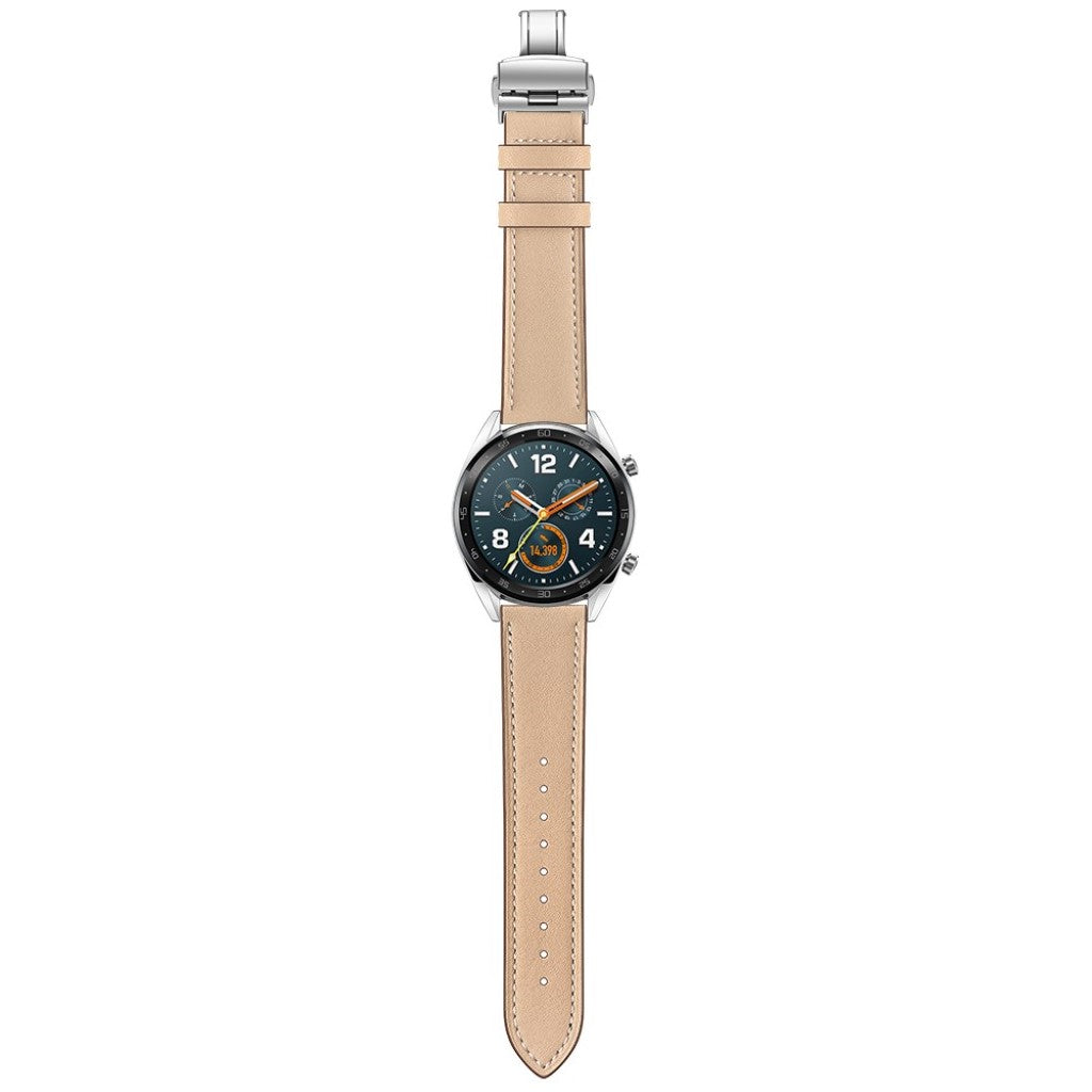 Fint Universal Huawei Ægte læder Rem - Beige#serie_9