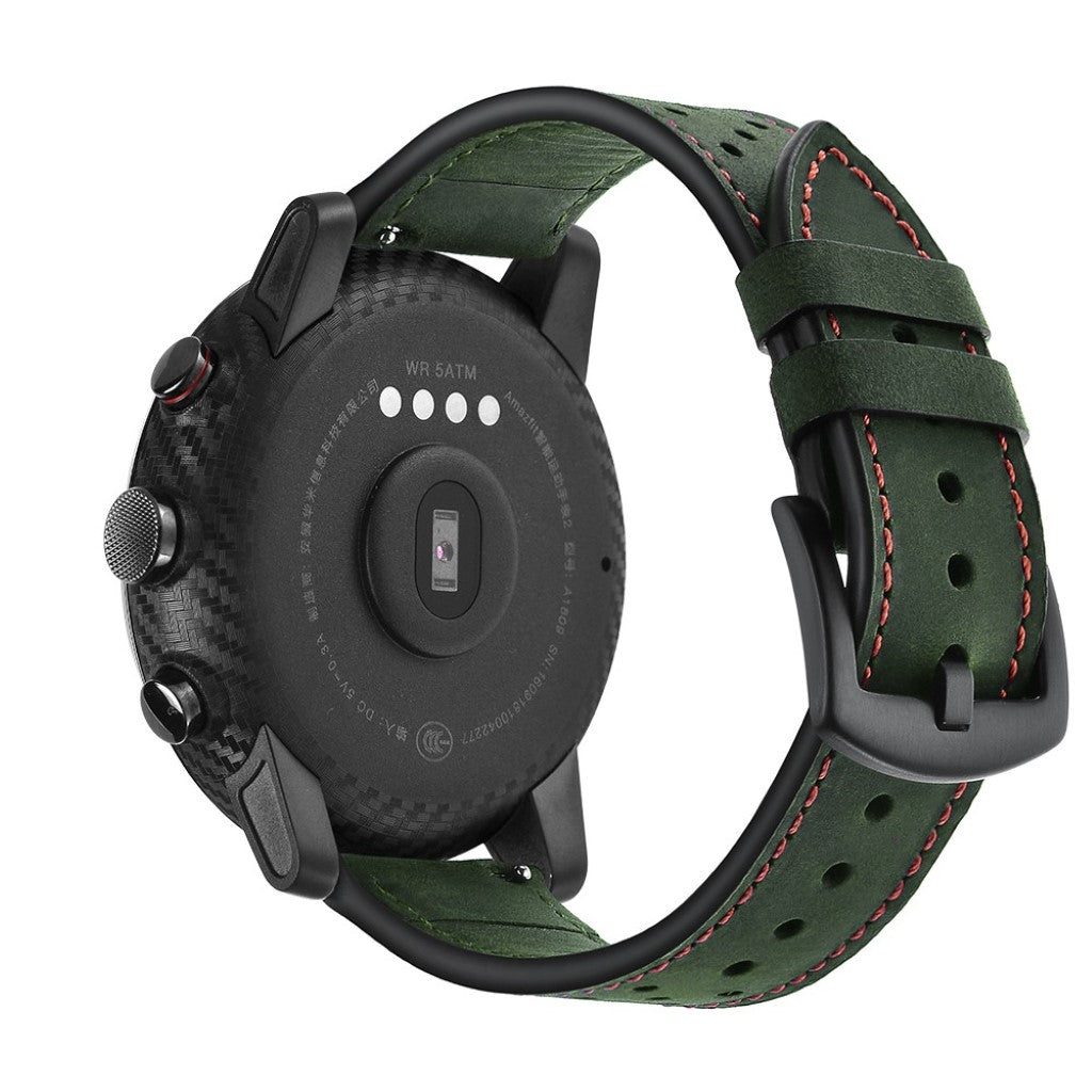 Mega komfortabel Huawei Watch Ægte læder Rem - Grøn#serie_2