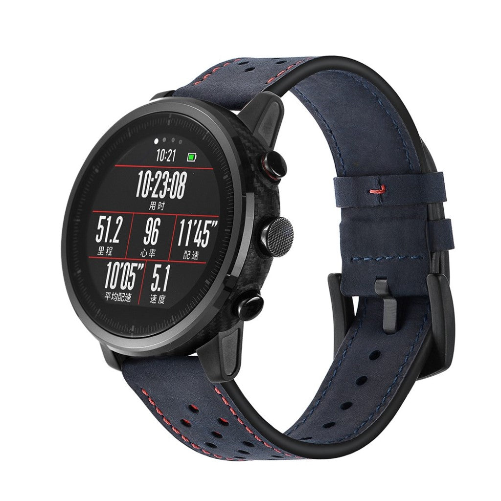 Mega komfortabel Huawei Watch Ægte læder Rem - Blå#serie_3