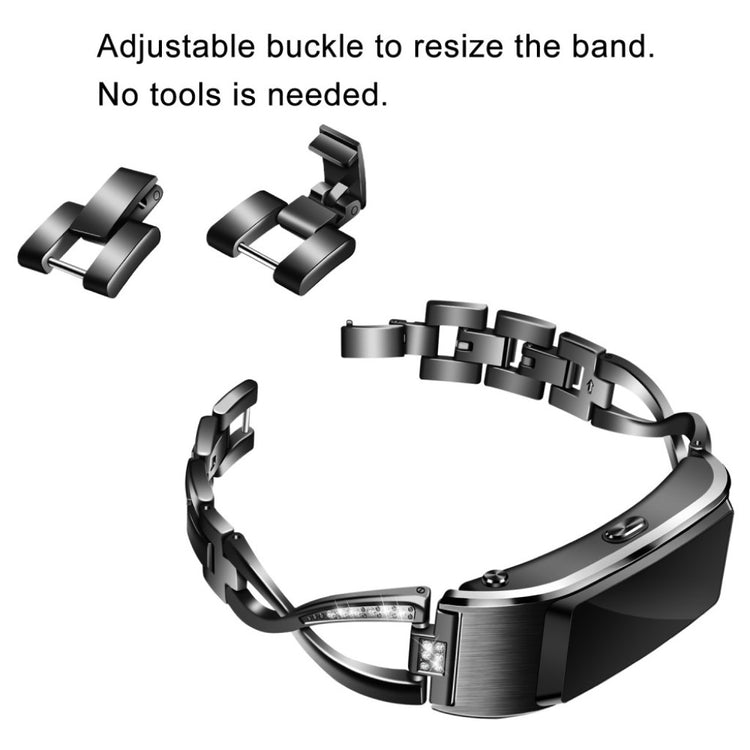Mega komfortabel Huawei TalkBand B5 Metal og Rhinsten Rem - Sort#serie_1