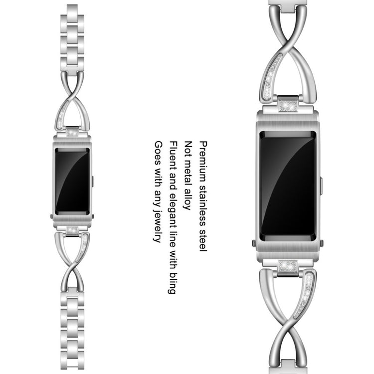 Mega komfortabel Huawei TalkBand B5 Metal og Rhinsten Rem - Sølv#serie_2