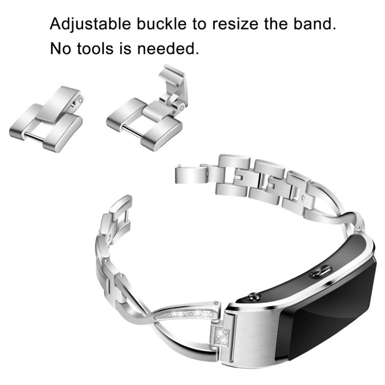 Mega komfortabel Huawei TalkBand B5 Metal og Rhinsten Rem - Sølv#serie_2