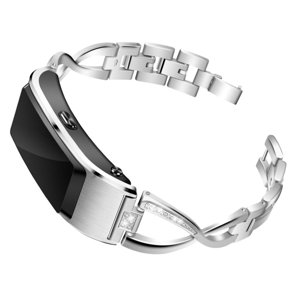 Mega komfortabel Huawei TalkBand B5 Metal og Rhinsten Rem - Sølv#serie_2