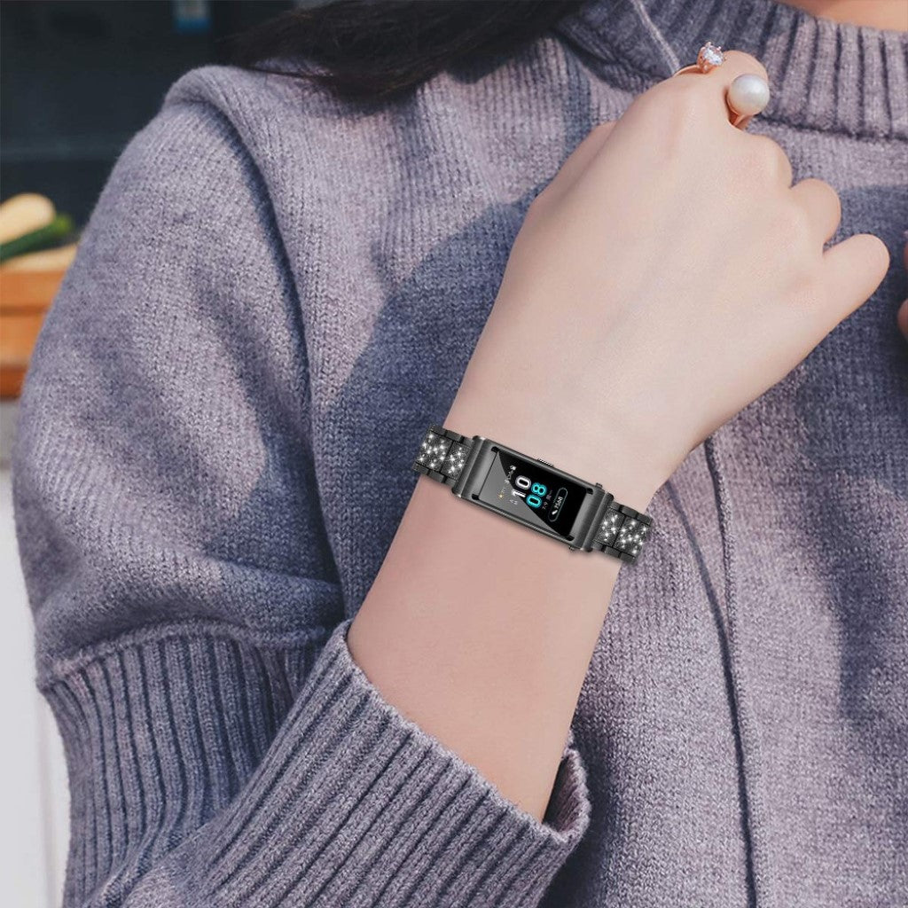 Vildt skøn Huawei TalkBand B5 Metal og Rhinsten Rem - Sort#serie_1