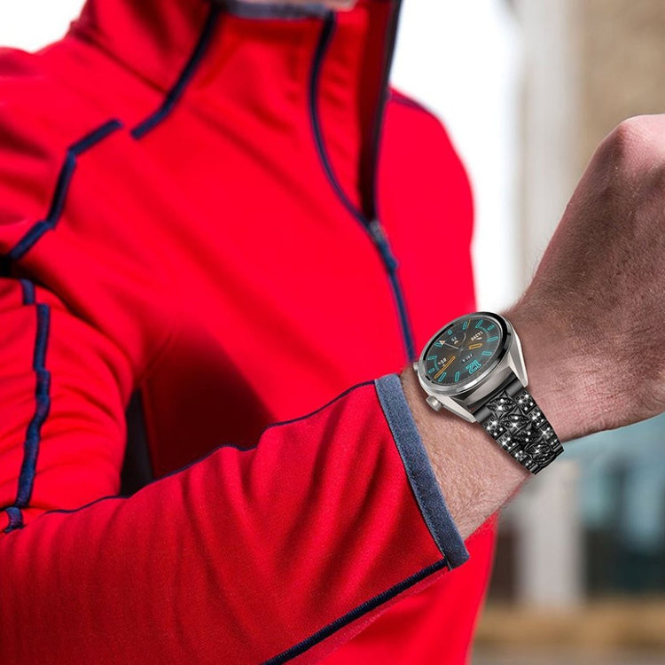 Super hårdfør Huawei Watch GT Metal og Rhinsten Rem - Sort#serie_1