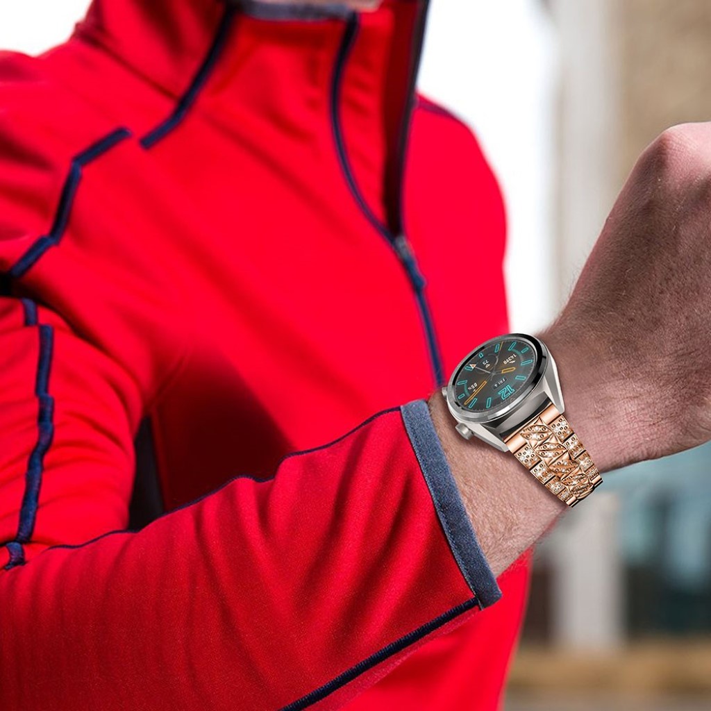 Super hårdfør Huawei Watch GT Metal og Rhinsten Rem - Pink#serie_3