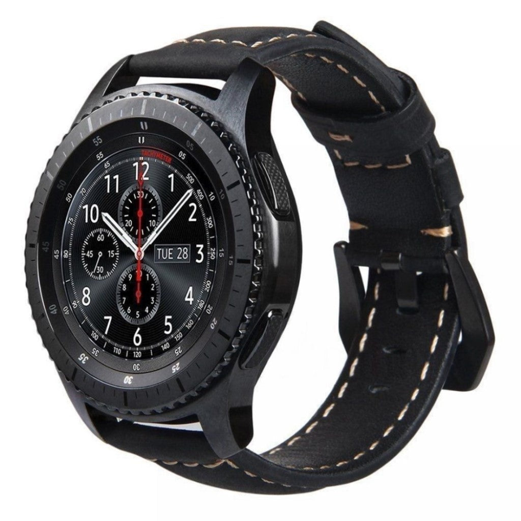 Slidstærk Huawei Watch GT Ægte læder Rem - Sort#serie_1