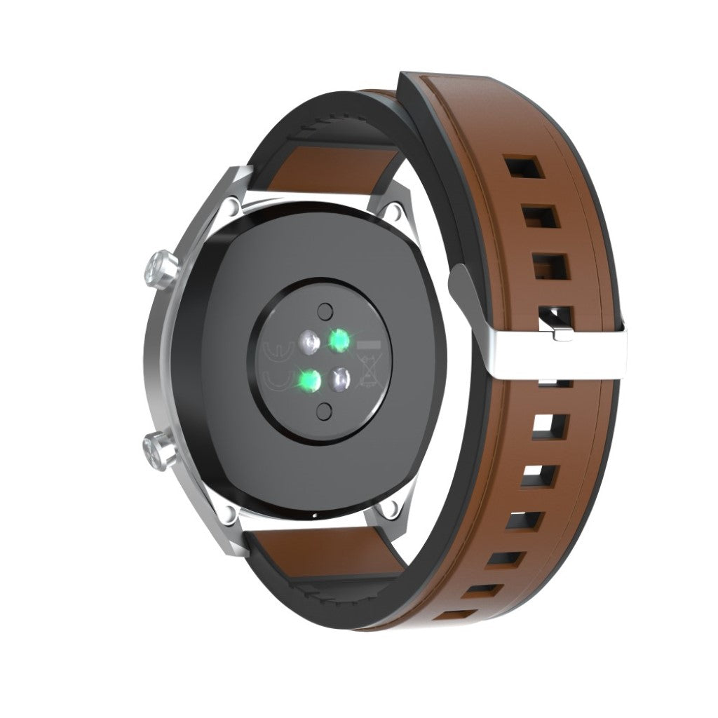 Super slidstærk Huawei Watch GT Ægte læder og Silikone Rem - Brun#serie_2