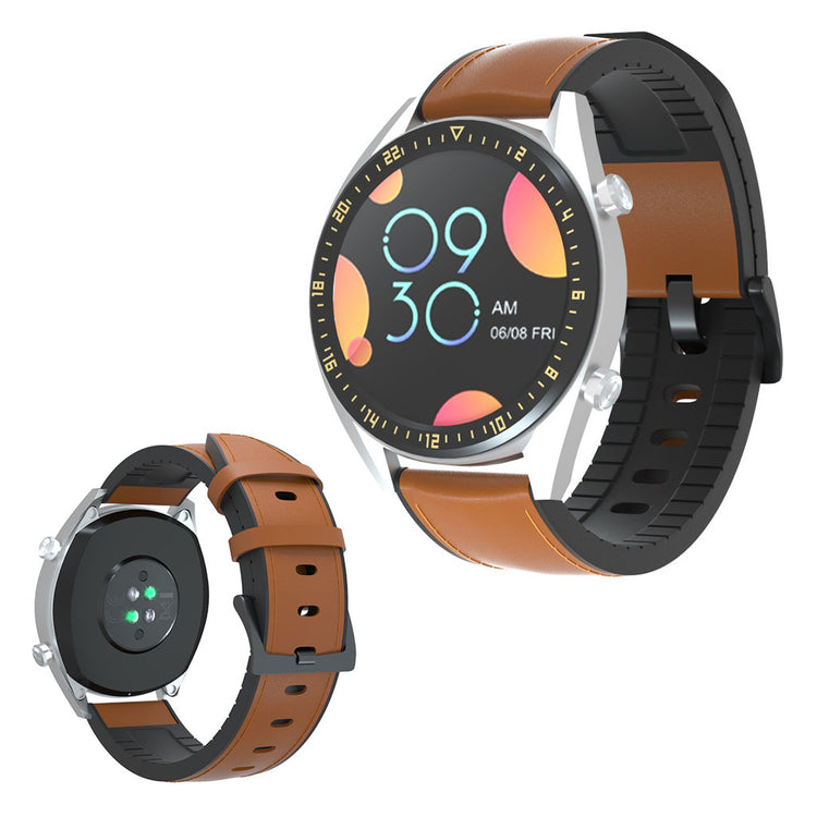 Super slidstærk Huawei Watch GT Ægte læder og Silikone Rem - Brun#serie_2