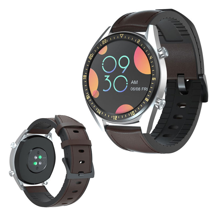 Super slidstærk Huawei Watch GT Ægte læder og Silikone Rem - Brun#serie_3