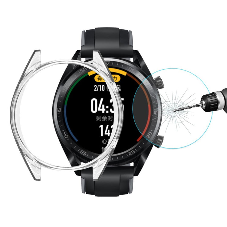 Super Fed Huawei Watch GT Cover med Skærmbeskytter i Plastik og Glas - Guld#serie_040