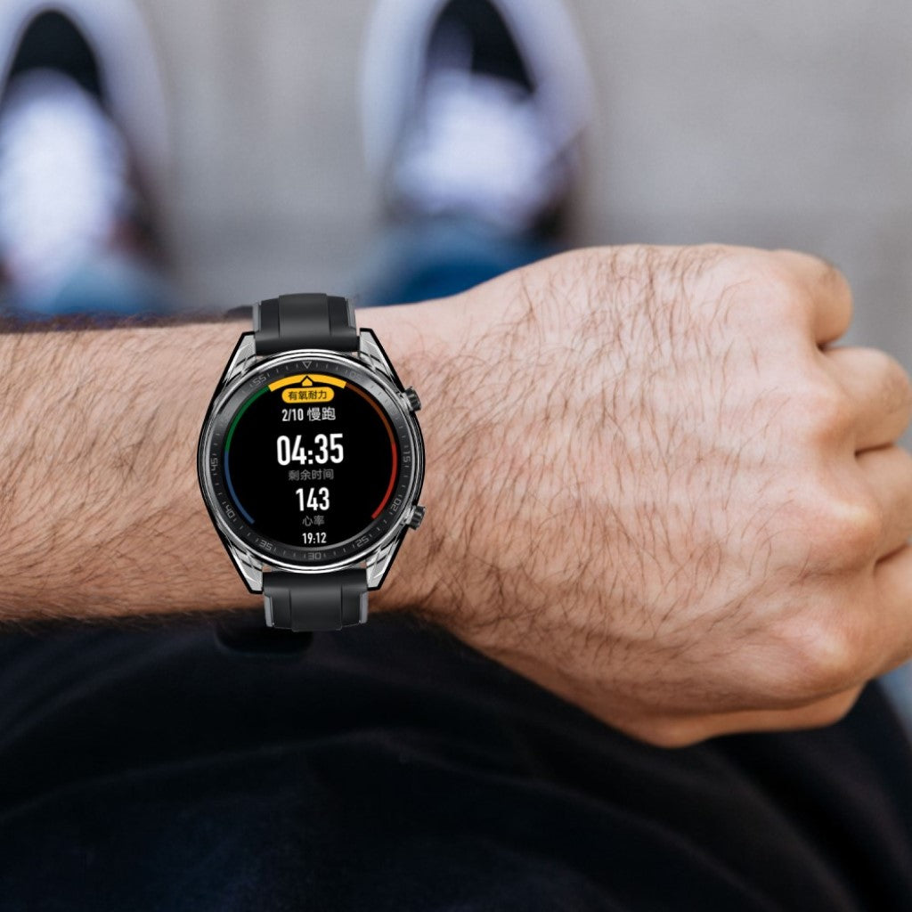 Super Fed Huawei Watch GT Cover med Skærmbeskytter i Plastik og Glas - Guld#serie_040