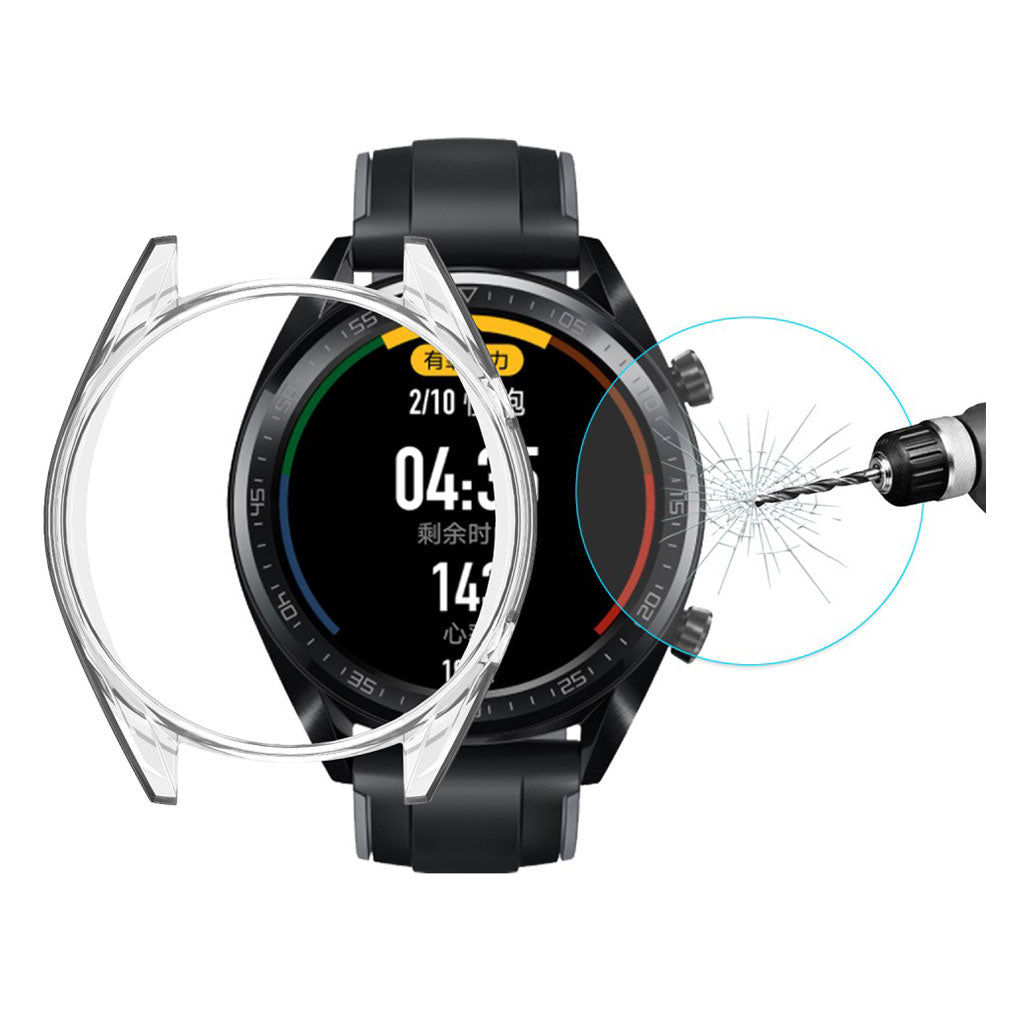 Super Fed Huawei Watch GT Cover med Skærmbeskytter i Plastik og Glas - Guld#serie_040