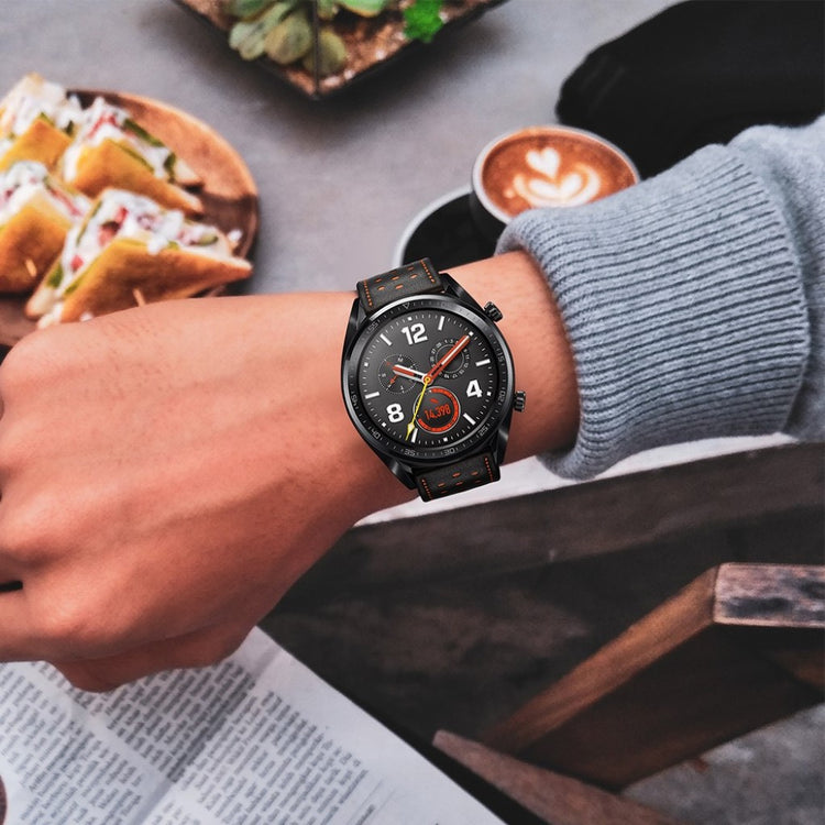 Sejt Huawei Watch GT Ægte læder Rem - Sort#serie_1