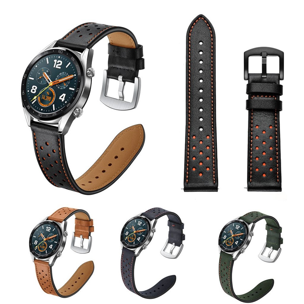 Sejt Huawei Watch GT Ægte læder Rem - Sort#serie_1