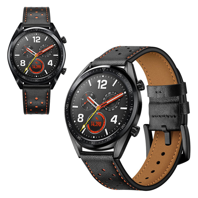 Sejt Huawei Watch GT Ægte læder Rem - Sort#serie_1
