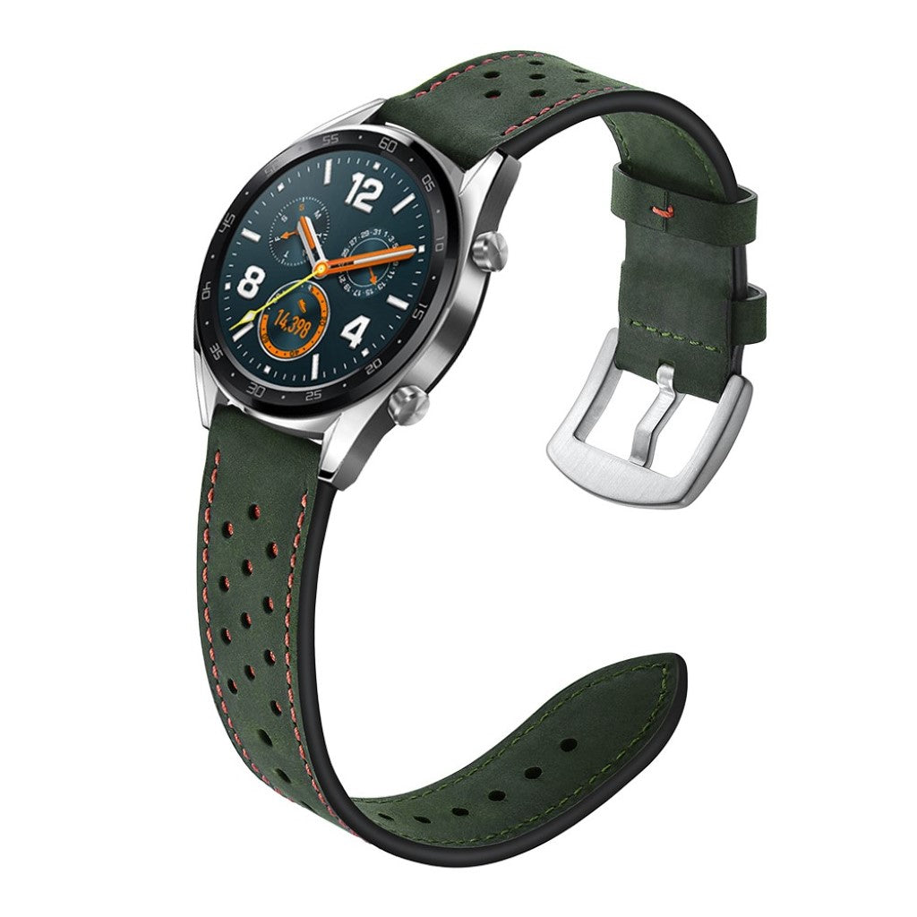 Sejt Huawei Watch GT Ægte læder Rem - Grøn#serie_2
