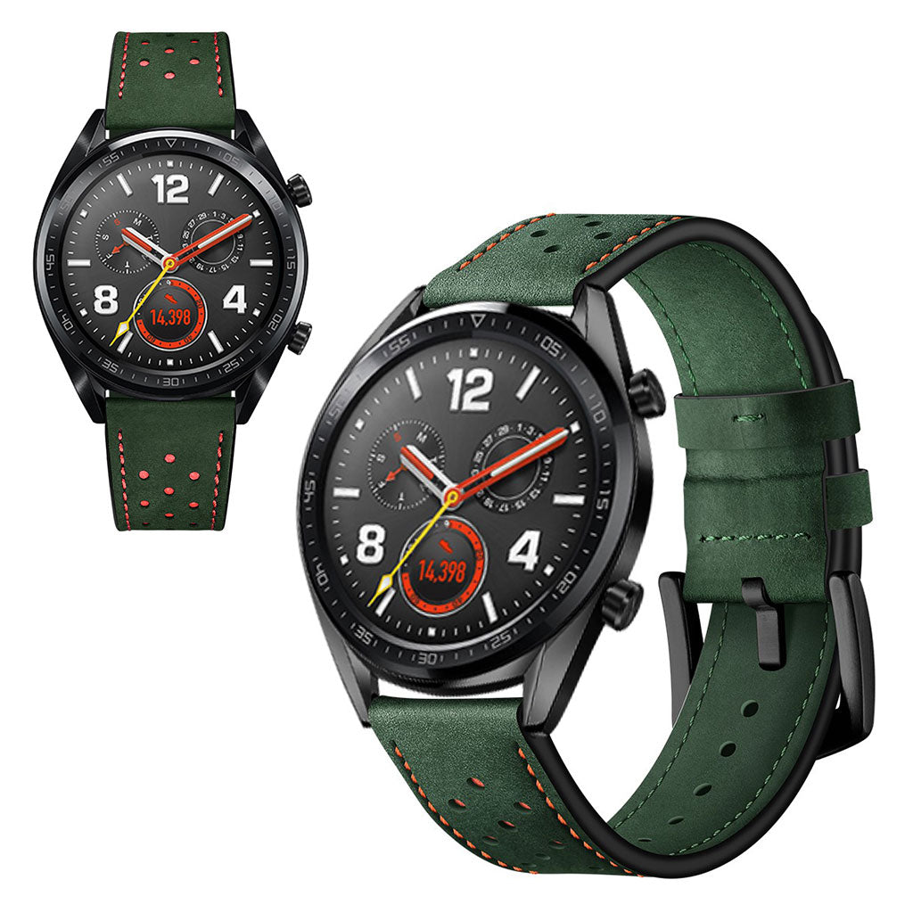 Sejt Huawei Watch GT Ægte læder Rem - Grøn#serie_2