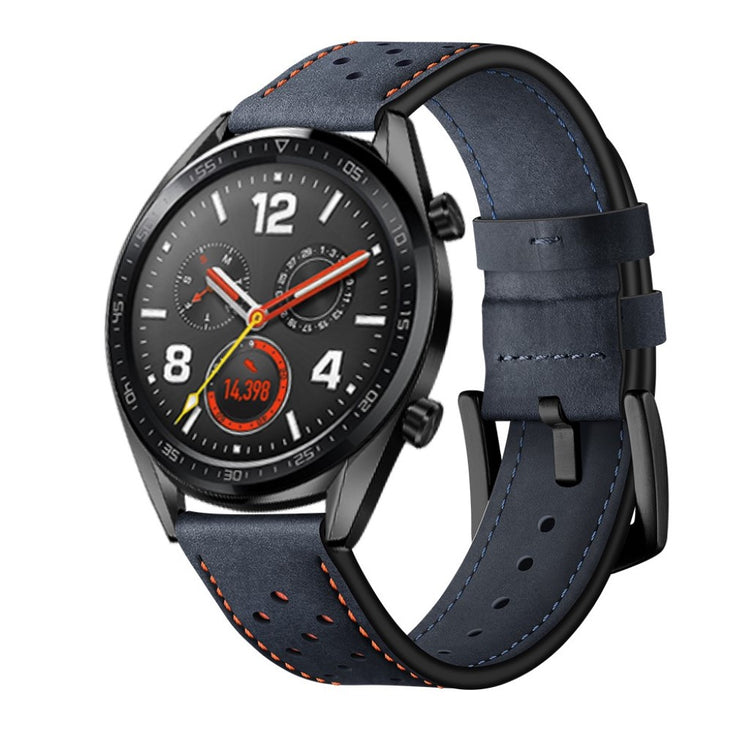 Sejt Huawei Watch GT Ægte læder Rem - Blå#serie_3