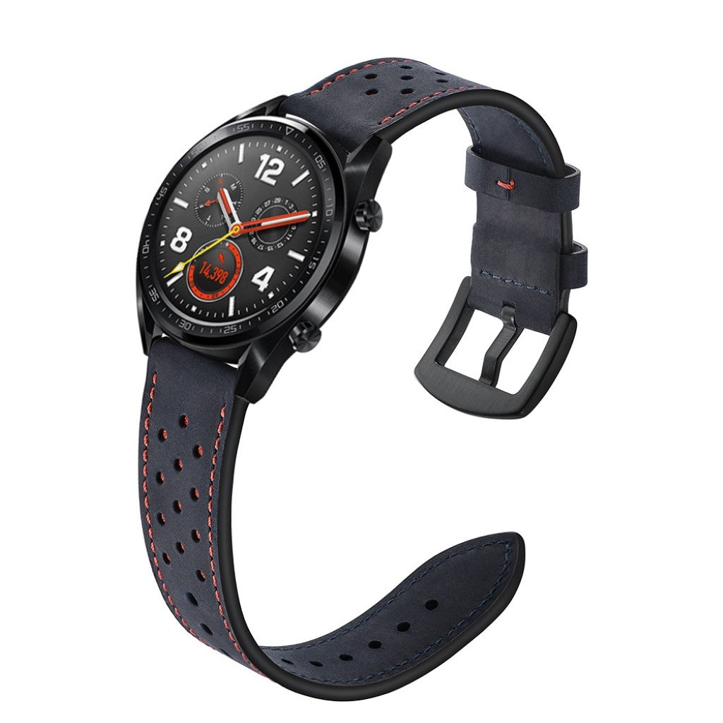 Sejt Huawei Watch GT Ægte læder Rem - Blå#serie_3