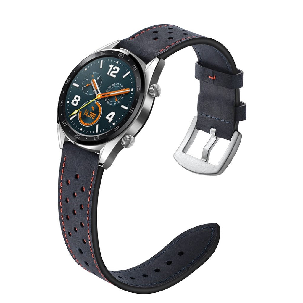 Sejt Huawei Watch GT Ægte læder Rem - Blå#serie_3