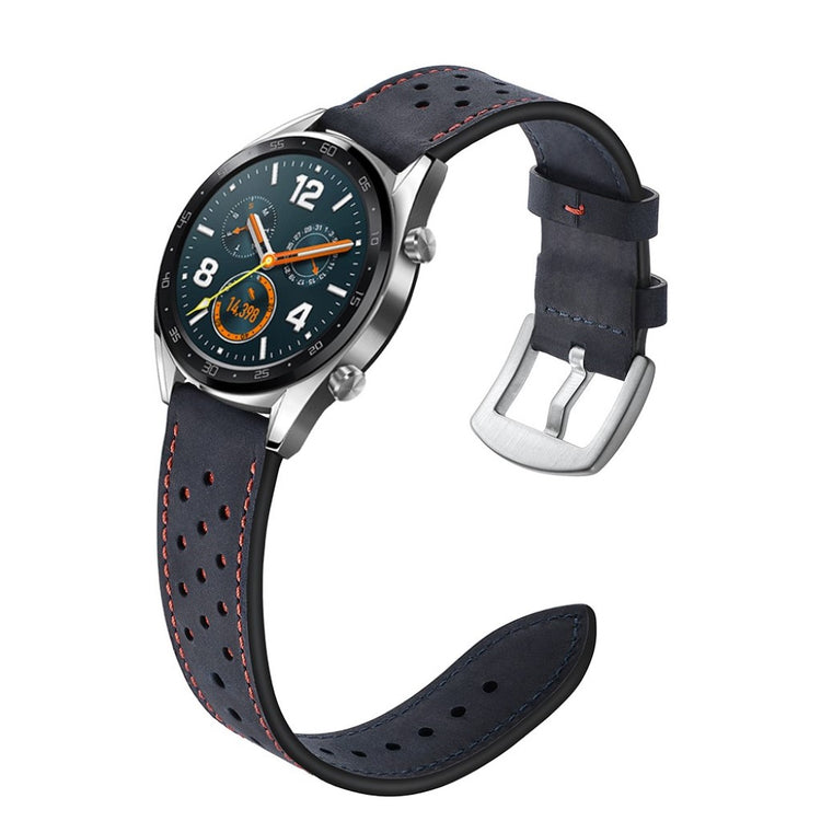 Sejt Huawei Watch GT Ægte læder Rem - Blå#serie_3