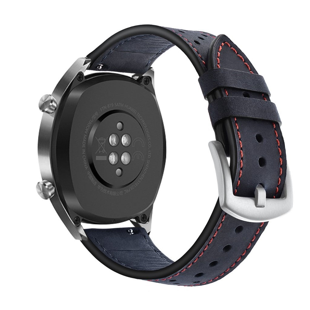 Sejt Huawei Watch GT Ægte læder Rem - Blå#serie_3
