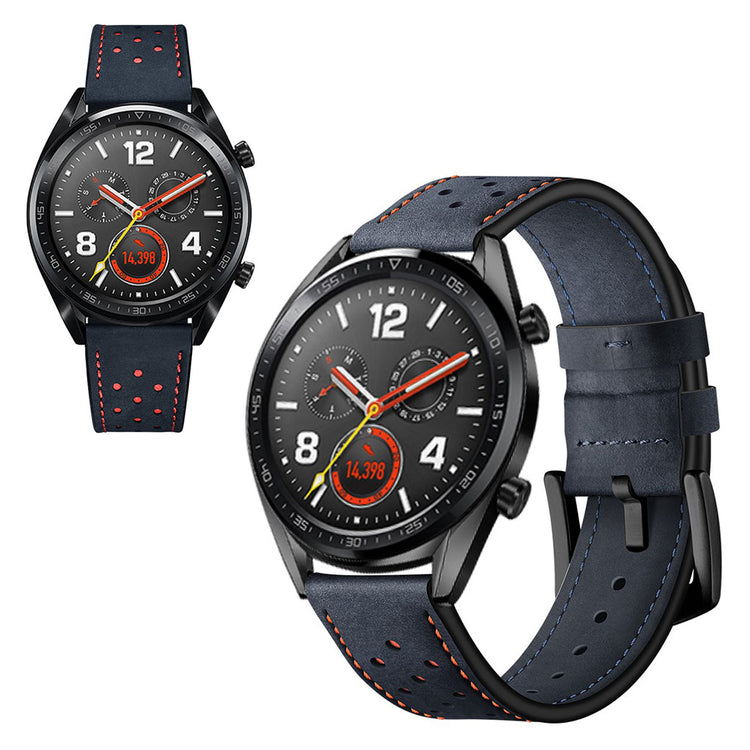 Sejt Huawei Watch GT Ægte læder Rem - Blå#serie_3