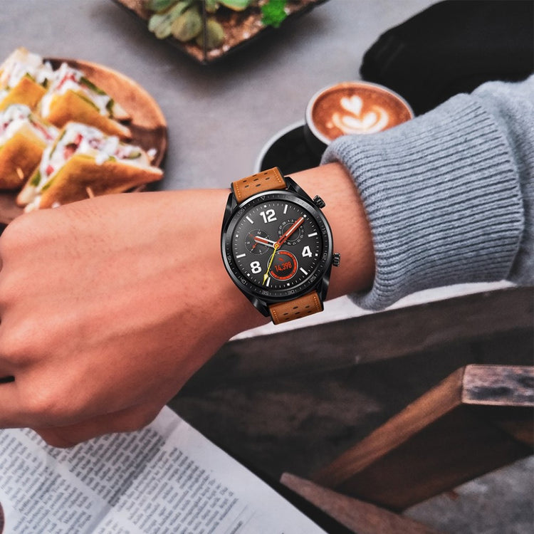 Sejt Huawei Watch GT Ægte læder Rem - Brun#serie_4