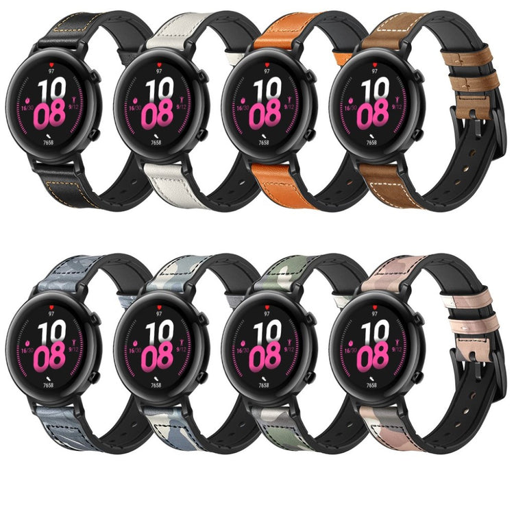 Glimrende Huawei Watch GT 2 42mm Ægte læder Rem - Sort#serie_1