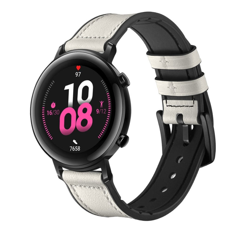 Glimrende Huawei Watch GT 2 42mm Ægte læder Rem - Hvid#serie_2
