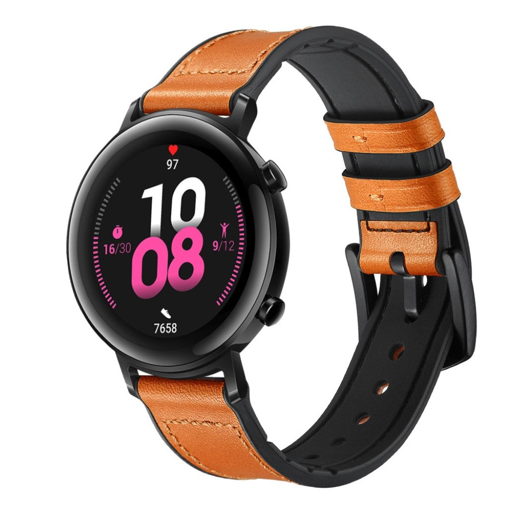 Glimrende Huawei Watch GT 2 42mm Ægte læder Rem - Brun#serie_3