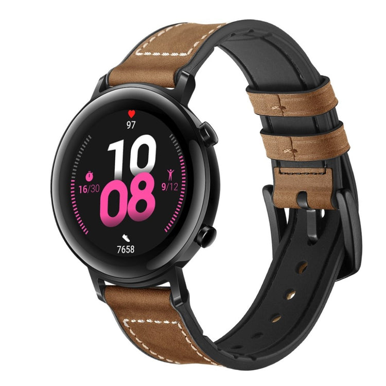 Glimrende Huawei Watch GT 2 42mm Ægte læder Rem - Brun#serie_4