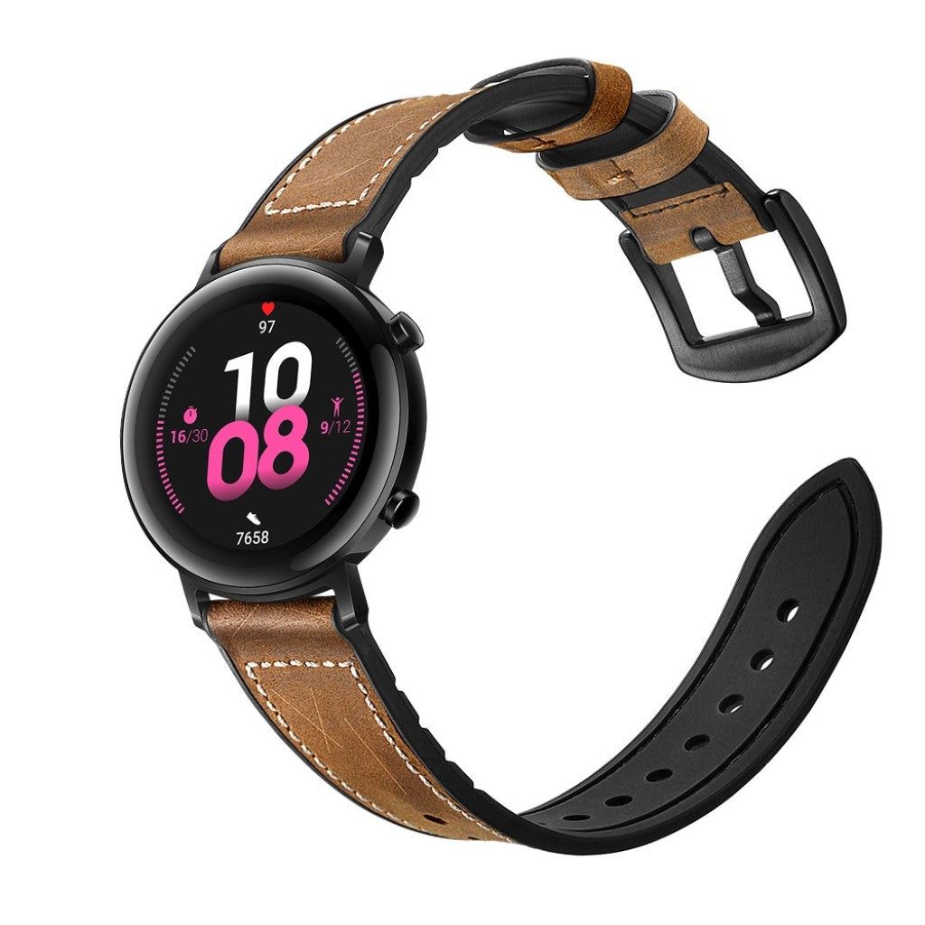 Glimrende Huawei Watch GT 2 42mm Ægte læder Rem - Brun#serie_4