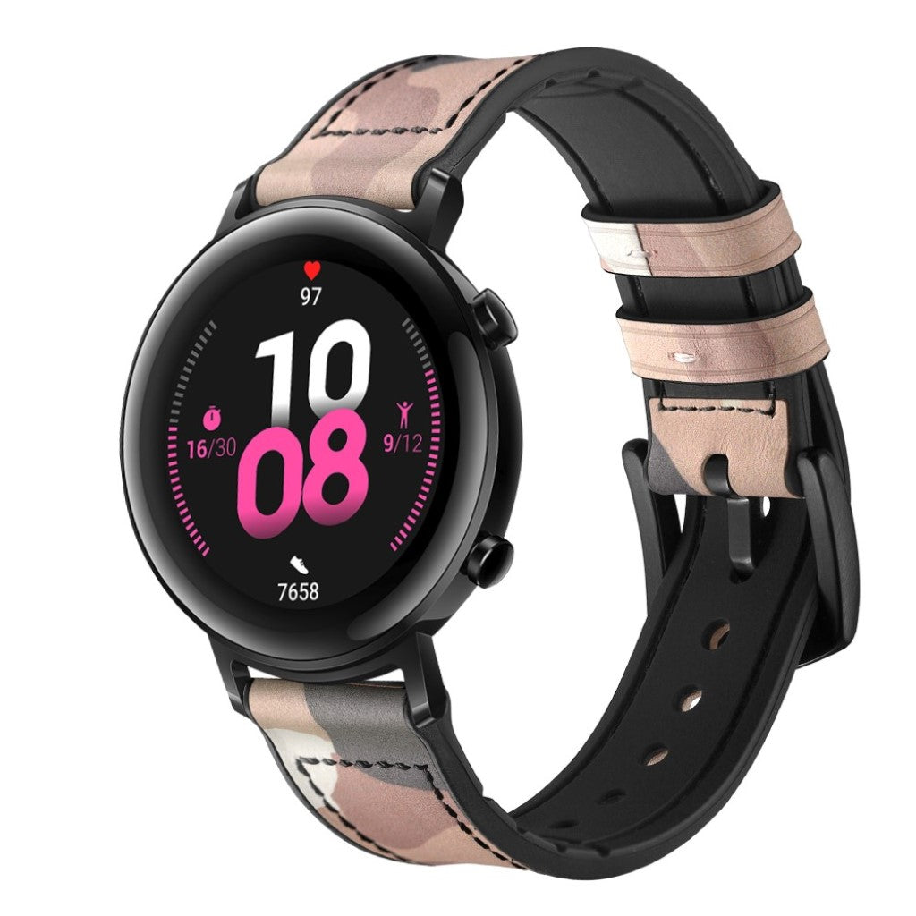 Glimrende Huawei Watch GT 2 42mm Ægte læder Rem - Brun#serie_5