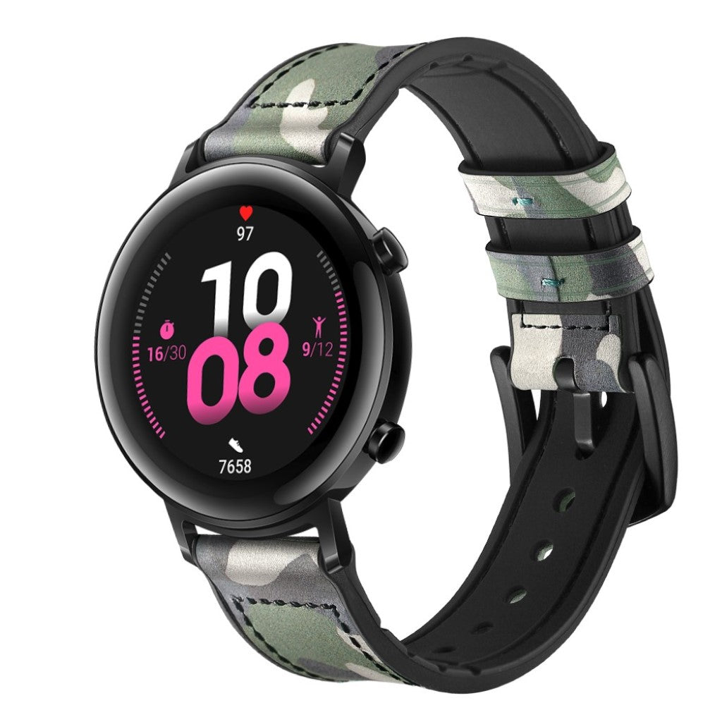 Glimrende Huawei Watch GT 2 42mm Ægte læder Rem - Grøn#serie_7