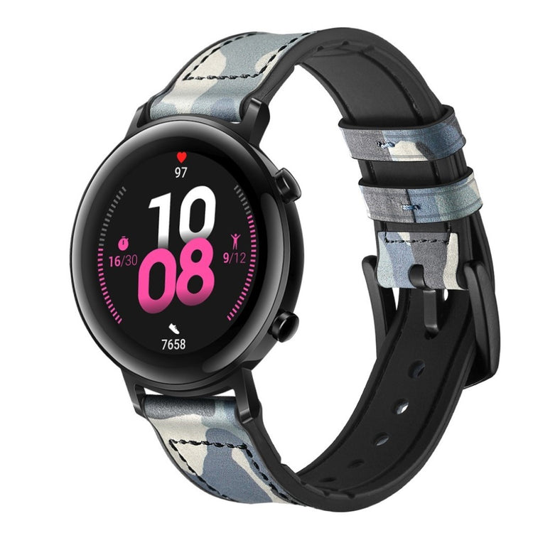 Glimrende Huawei Watch GT 2 42mm Ægte læder Rem - Blå#serie_8