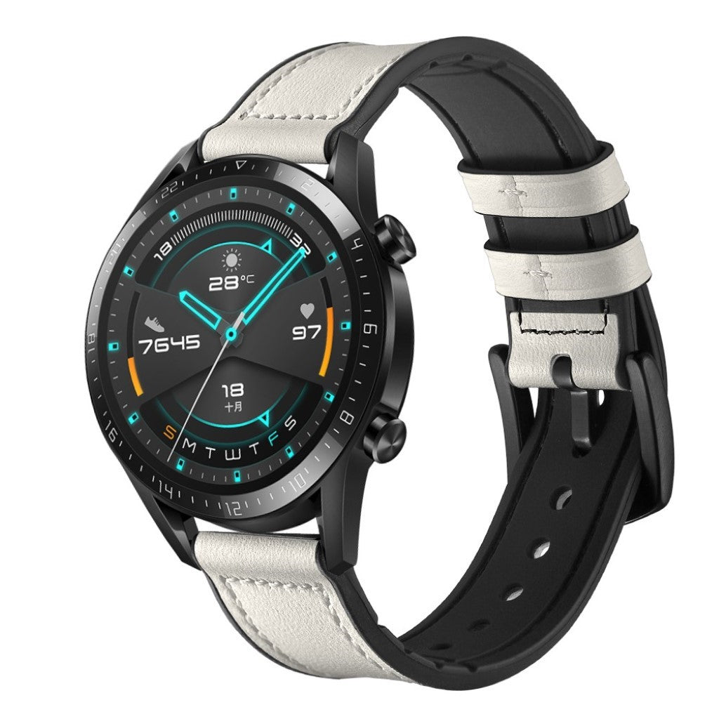 Helt vildt elegant Huawei Watch GT 2 46mm Ægte læder Rem - Hvid#serie_2