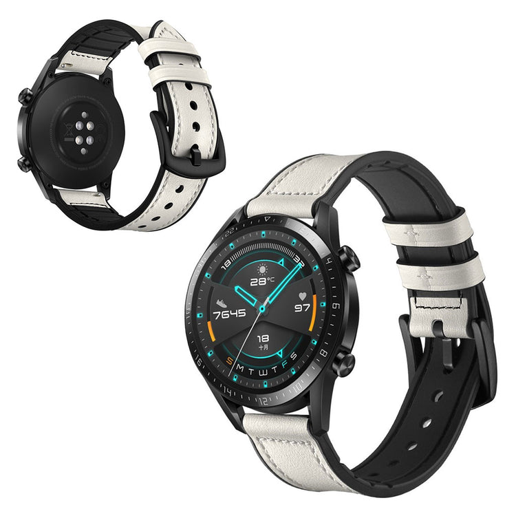 Helt vildt elegant Huawei Watch GT 2 46mm Ægte læder Rem - Hvid#serie_2