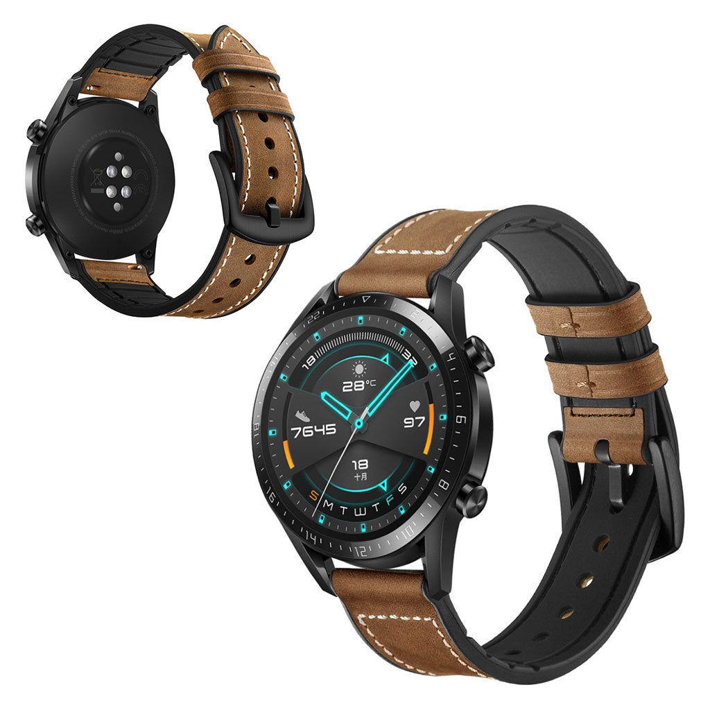 Helt vildt elegant Huawei Watch GT 2 46mm Ægte læder Rem - Brun#serie_4