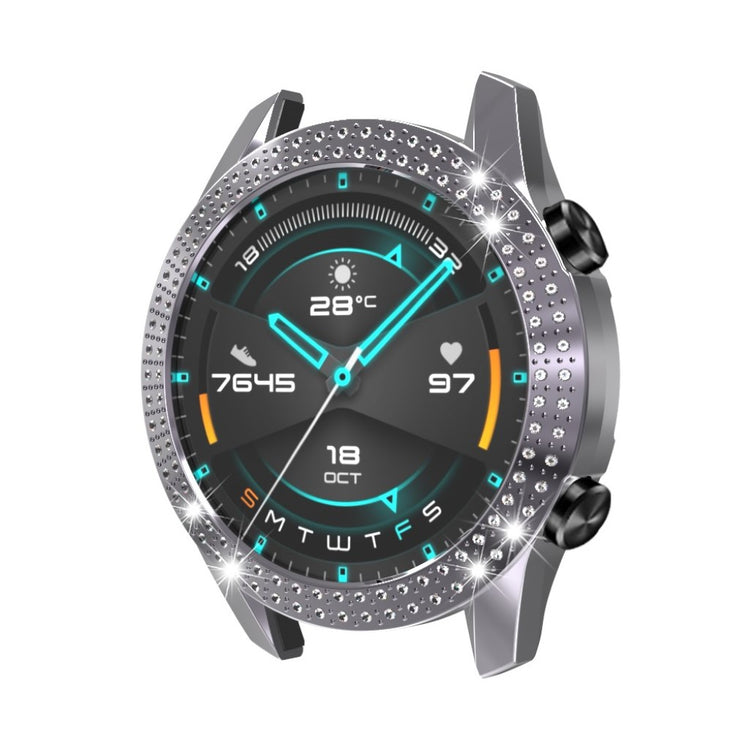 Meget Flot Huawei Watch GT 2 46mm Rhinsten og Silikone Cover - Sølv#serie_3