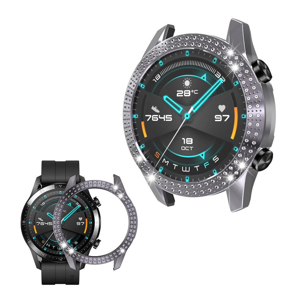Meget Flot Huawei Watch GT 2 46mm Rhinsten og Silikone Cover - Sølv#serie_3