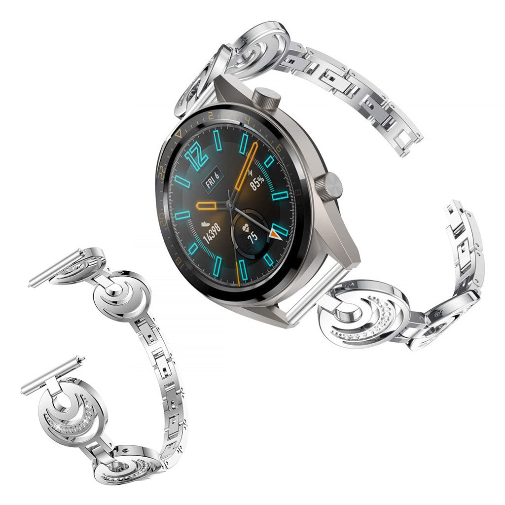 Vildt flot Huawei Watch GT 2 46mm Metal og Rhinsten Rem - Sølv#serie_2